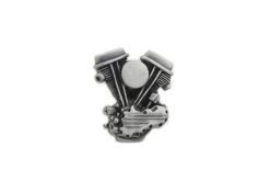V-Twin Panhead Lapel Pin - Silver Patina