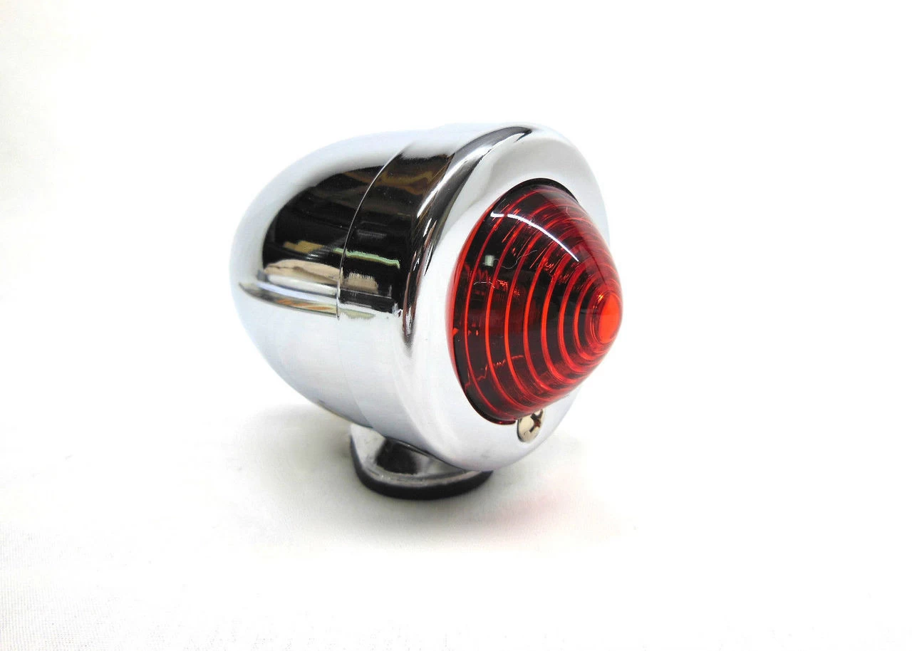 V-Twin Bullet Tail Light Marker Light - Chrome With Red Lens 4 V-Twin Bullet Tail Light Marker Light - Chrome With Red Lens - Image 2