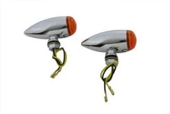 V-Twin Mini LED Speeder Turnsignals - Chrome W/ Amber Lens
