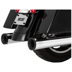 Vance & Hines - 4" Eliminator 400 Slip-On Mufflers Fits '17-'22 Touring Models - Chrome W/ Black End Caps