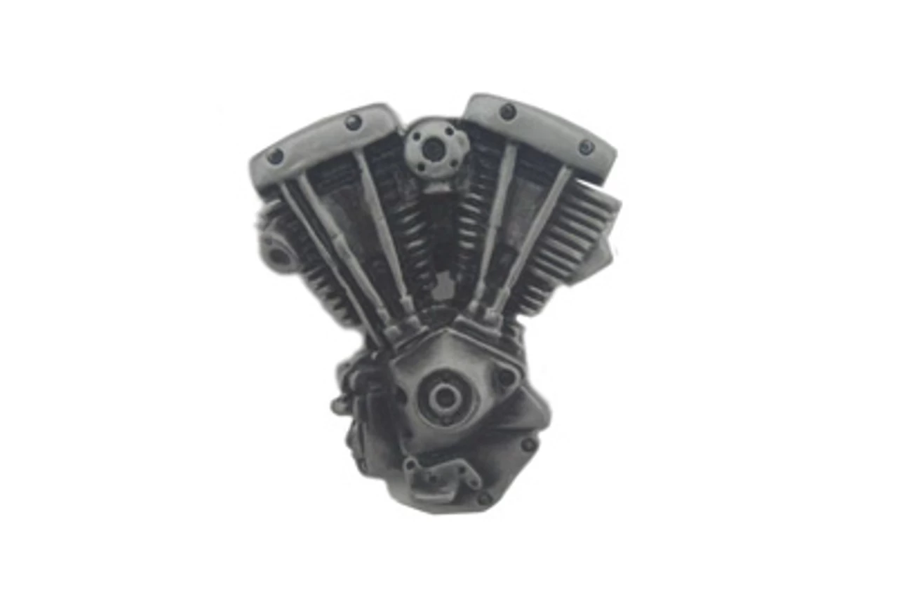 V-Twin Shovelhead Lapel Pin - Silver Patina 3 V-Twin Shovelhead Lapel Pin - Silver Patina