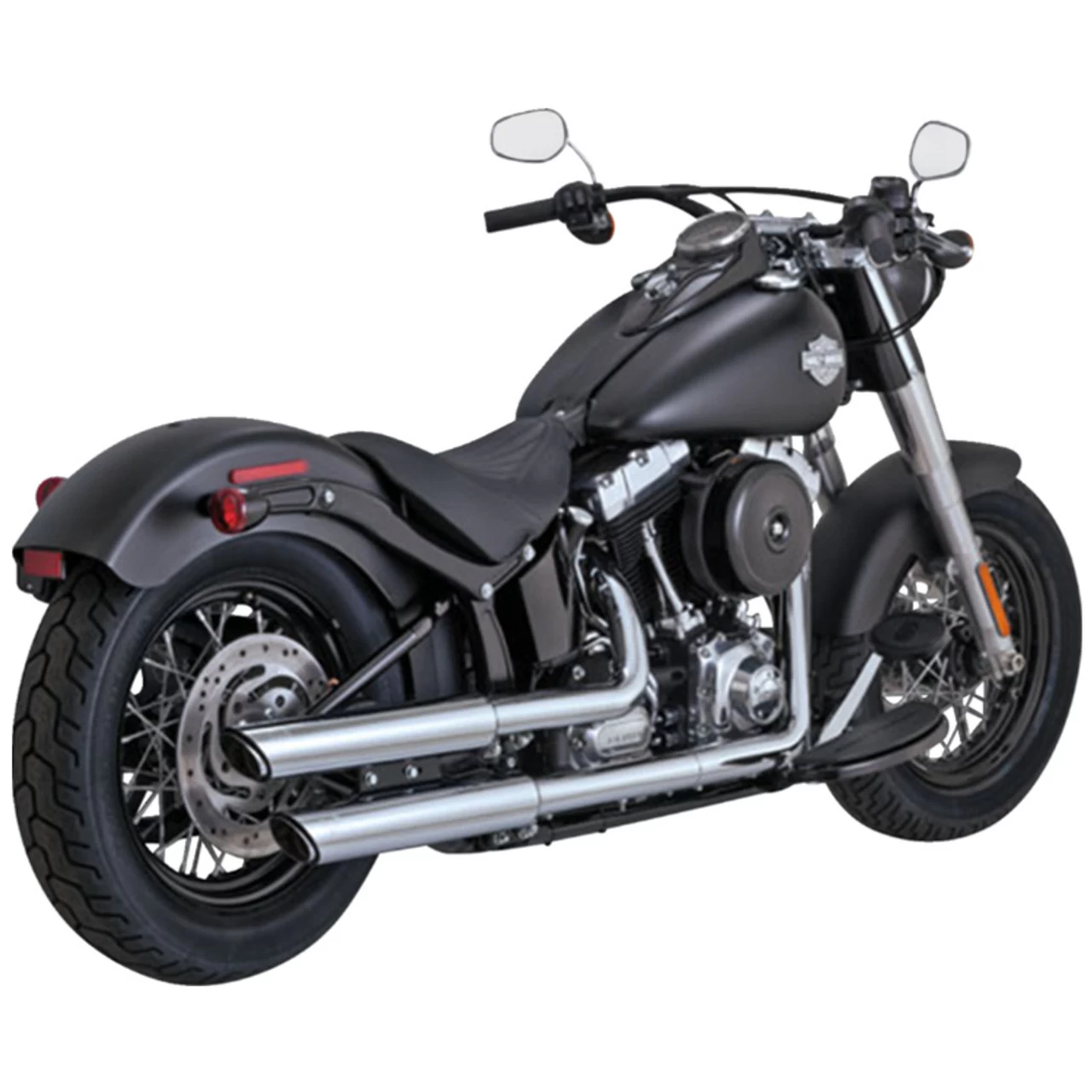 Vance & Hines - 3" Round Twin Slash Slip-On Mufflers Fits '07-'17 Softail Models (Exc. '14-'15 FLSTNSE Models) - Chrome 4 Vance & Hines - 3" Round Twin Slash Slip-On Mufflers Fits '07-'17 Softail Models (Exc. '14-'15 FLSTNSE Models) - Chrome - Image 2