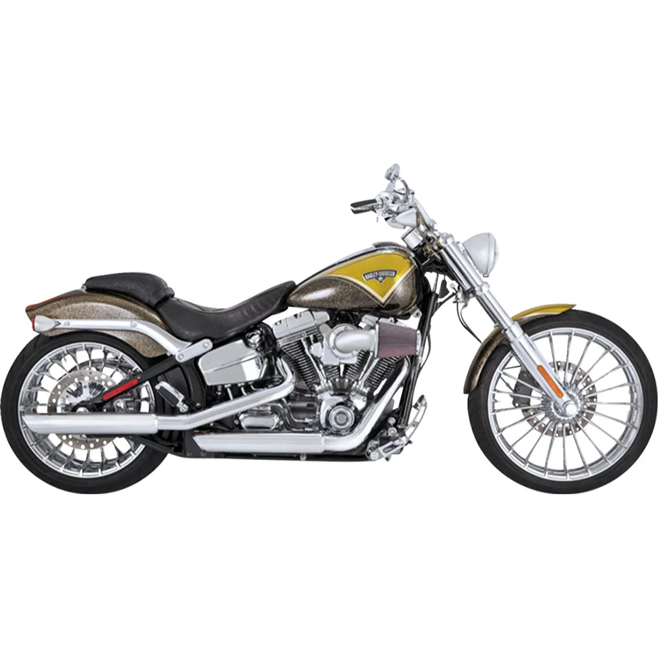 Vance & Hines - 3" Twin Slash Slip-On Muffler Fits '10-'17 Softail Models - Chrome 5 Vance & Hines - 3" Twin Slash Slip-On Muffler Fits '10-'17 Softail Models - Chrome - Image 3