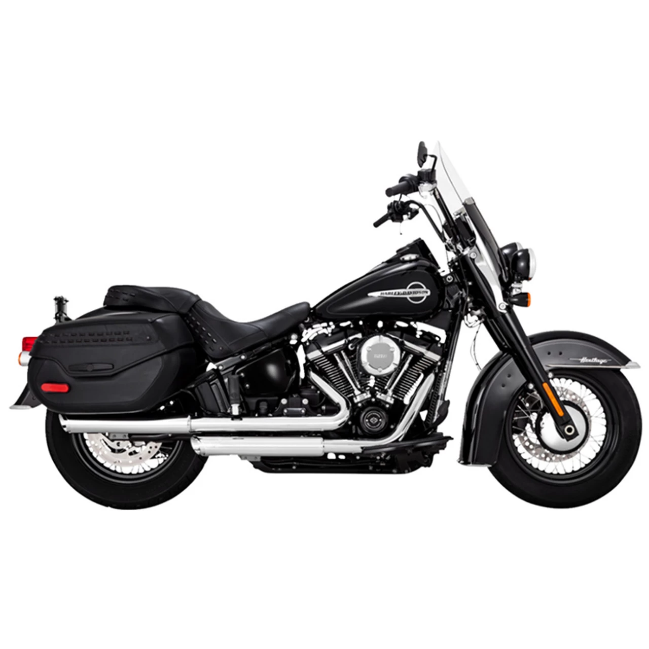 Vance & Hines - 3" Round Twin Slash Slip-On Mufflers Fits '18-'23 M8 Softail Models - Chrome 5 Vance & Hines - 3" Round Twin Slash Slip-On Mufflers Fits '18-'23 M8 Softail Models - Chrome - Image 3