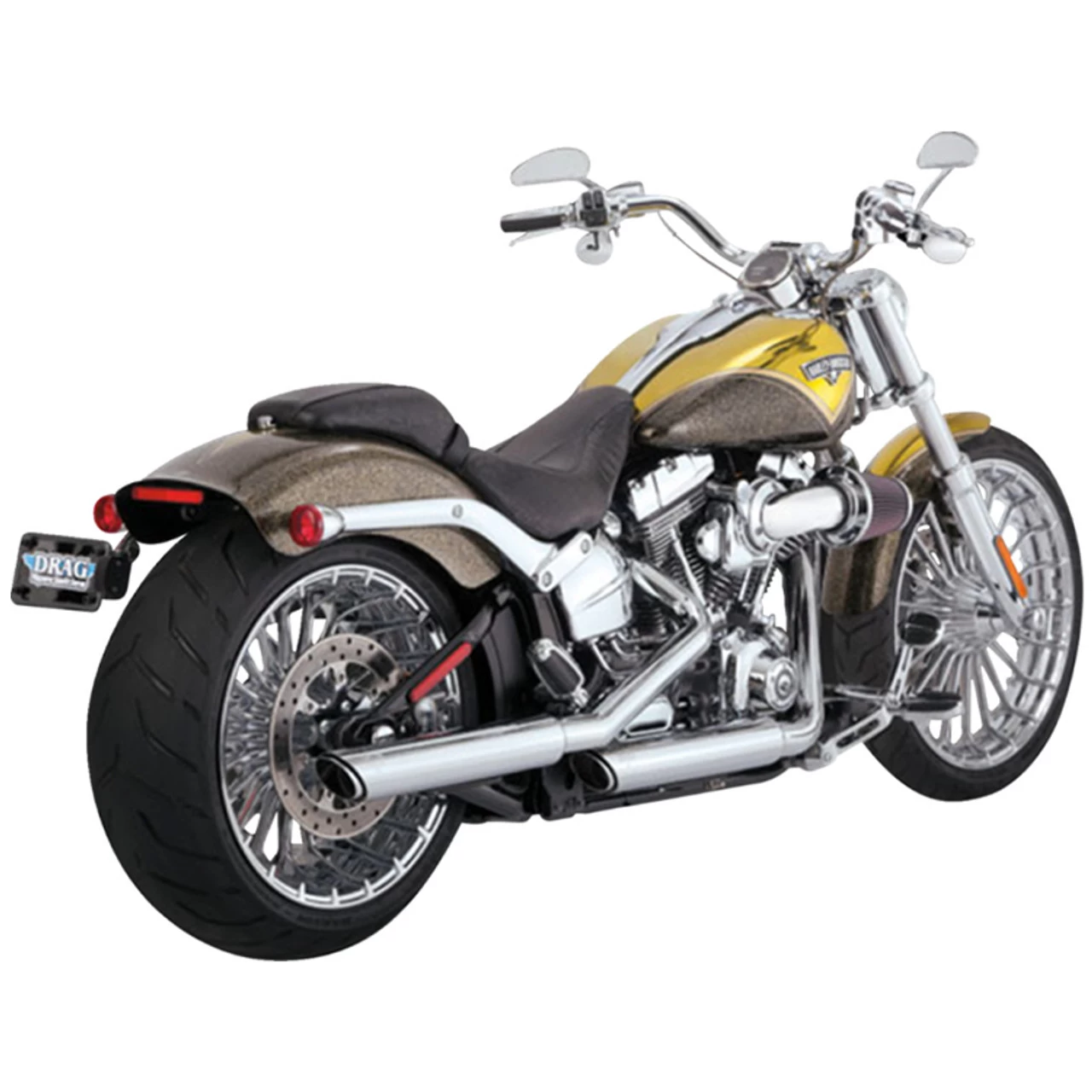 Vance & Hines - 3" Twin Slash Slip-On Muffler Fits '10-'17 Softail Models - Chrome 4 Vance & Hines - 3" Twin Slash Slip-On Muffler Fits '10-'17 Softail Models - Chrome - Image 2