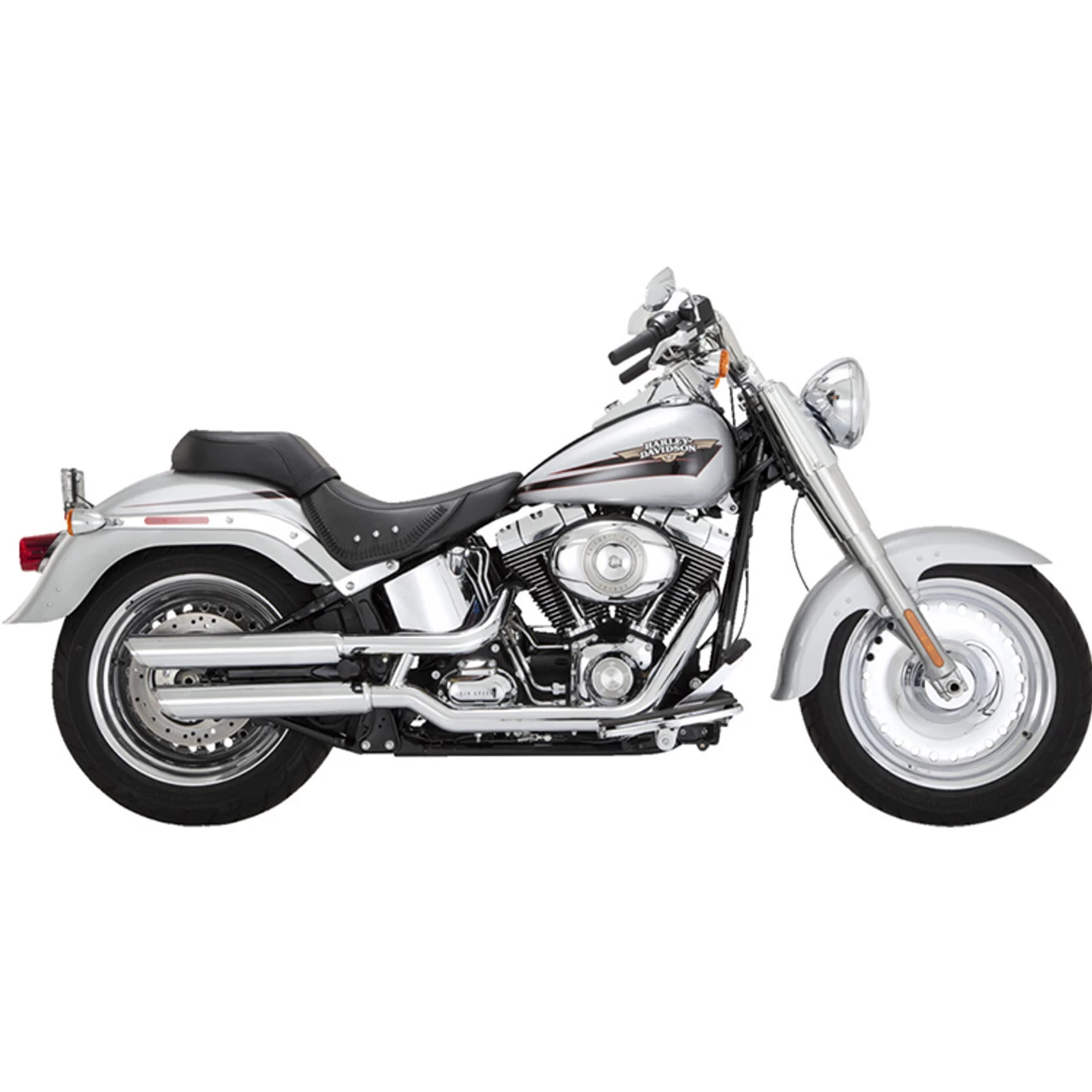 Vance & Hines - 3" Round Twin Slash Slip-On Mufflers Fits '07-'17 Softail Models (Exc. FLSTFBS Models) - Chrome 5 Vance & Hines - 3" Round Twin Slash Slip-On Mufflers Fits '07-'17 Softail Models (Exc. FLSTFBS Models) - Chrome - Image 3