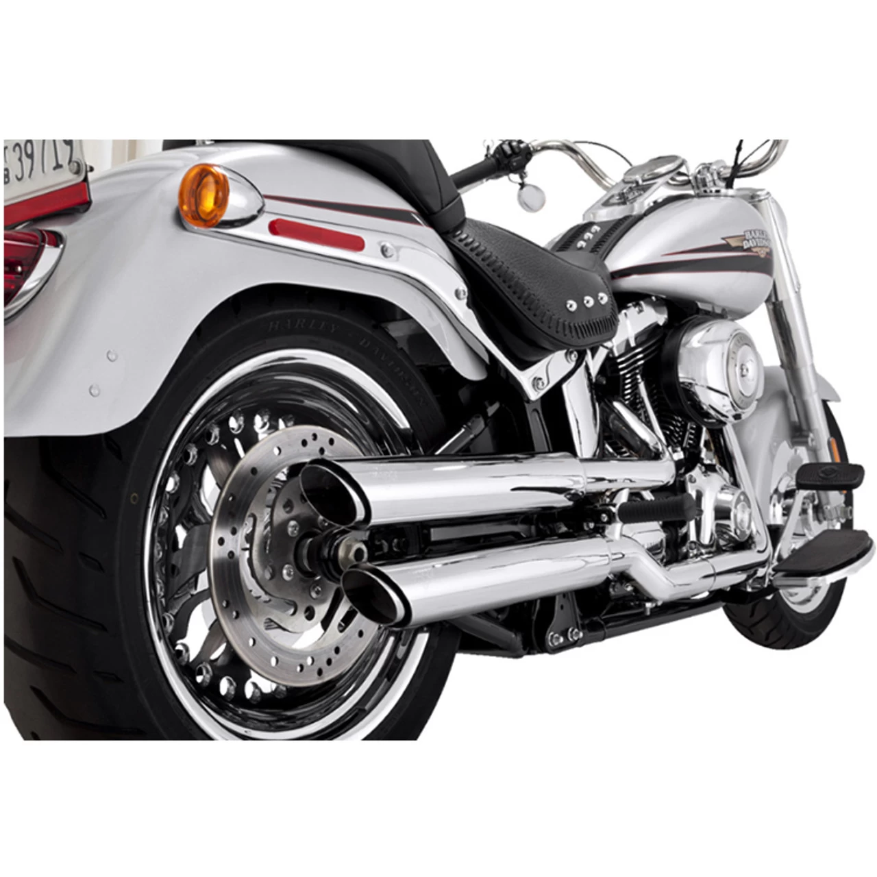 Vance & Hines - 3" Round Twin Slash Slip-On Mufflers Fits '07-'17 Softail Models (Exc. FLSTFBS Models) - Chrome 3 Vance & Hines - 3" Round Twin Slash Slip-On Mufflers Fits '07-'17 Softail Models (Exc. FLSTFBS Models) - Chrome