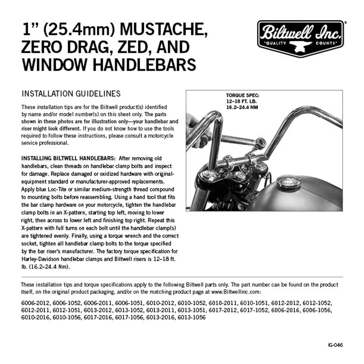 Biltwell - Black 1" Zero Drag Handlebars W/ TBW Plugs 10 Biltwell - Black 1" Zero Drag Handlebars W/ TBW Plugs - Image 8