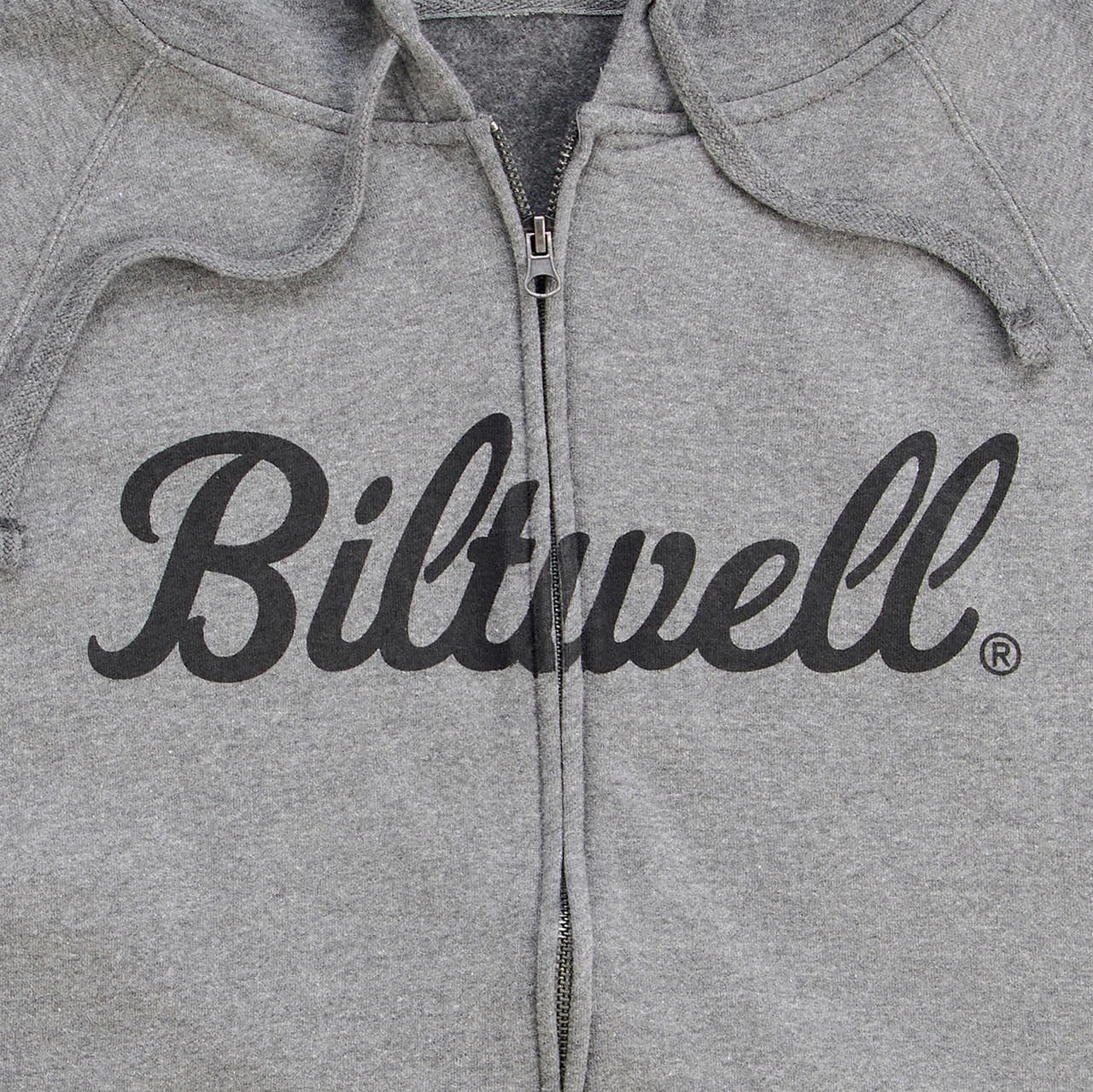 Biltwell - Script Zip-Up Raglan Hoodie - Gray 4 Biltwell - Script Zip-Up Raglan Hoodie - Gray - Image 2