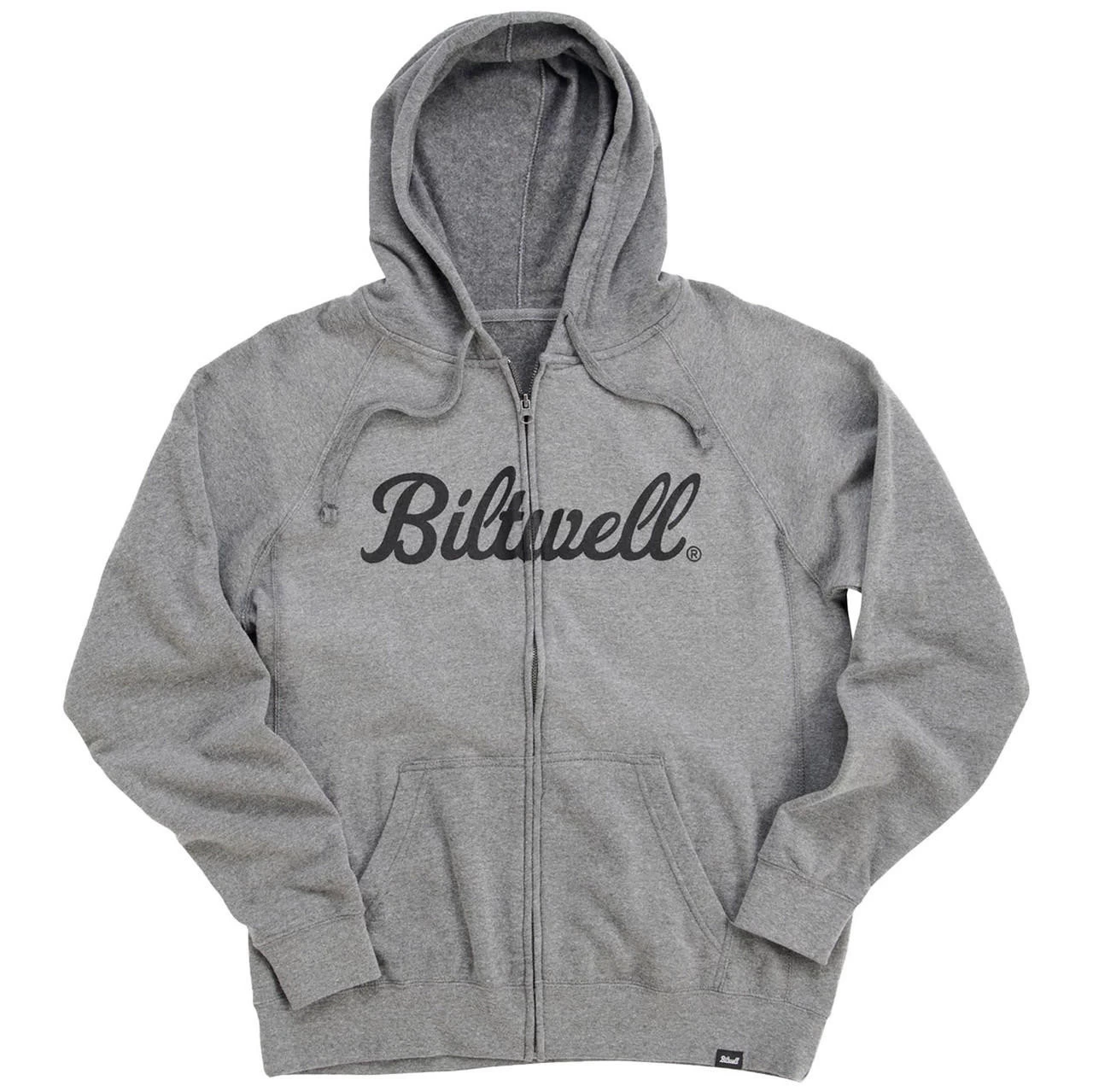 Biltwell - Script Zip-Up Raglan Hoodie - Gray 3 Biltwell - Script Zip-Up Raglan Hoodie - Gray