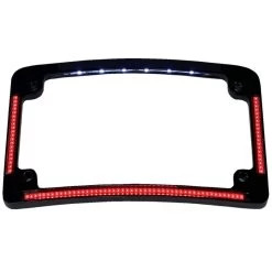 Custom Dynamics - Black Radius License Plate Frame W/ Auxiliary Red/White LEDs And Tag Illumination