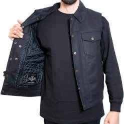 Deadbeat Customs 14 Oz. Signature Denim Vest - Collar 21 Deadbeat Customs 14 Oz. Signature Denim Vest - Collar -Bell Helmets Store deadbeat customs 14 oz signature denim vest collar 21354.1697659083