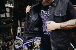 Deadbeat Customs 14 Oz. Signature Denim Vest - Collar 33 Deadbeat Customs 14 Oz. Signature Denim Vest - Collar -Bell Helmets Store deadbeat customs 14 oz signature denim vest collar 47930.1697659083