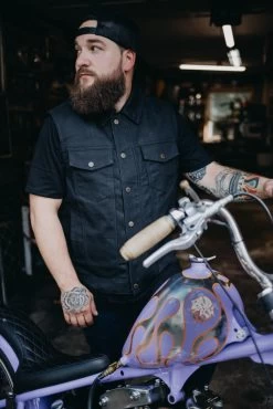 Deadbeat Customs 14 Oz. Signature Denim Vest - Collar 31 Deadbeat Customs 14 Oz. Signature Denim Vest - Collar -Bell Helmets Store deadbeat customs 14 oz signature denim vest collar 93828.1697659083