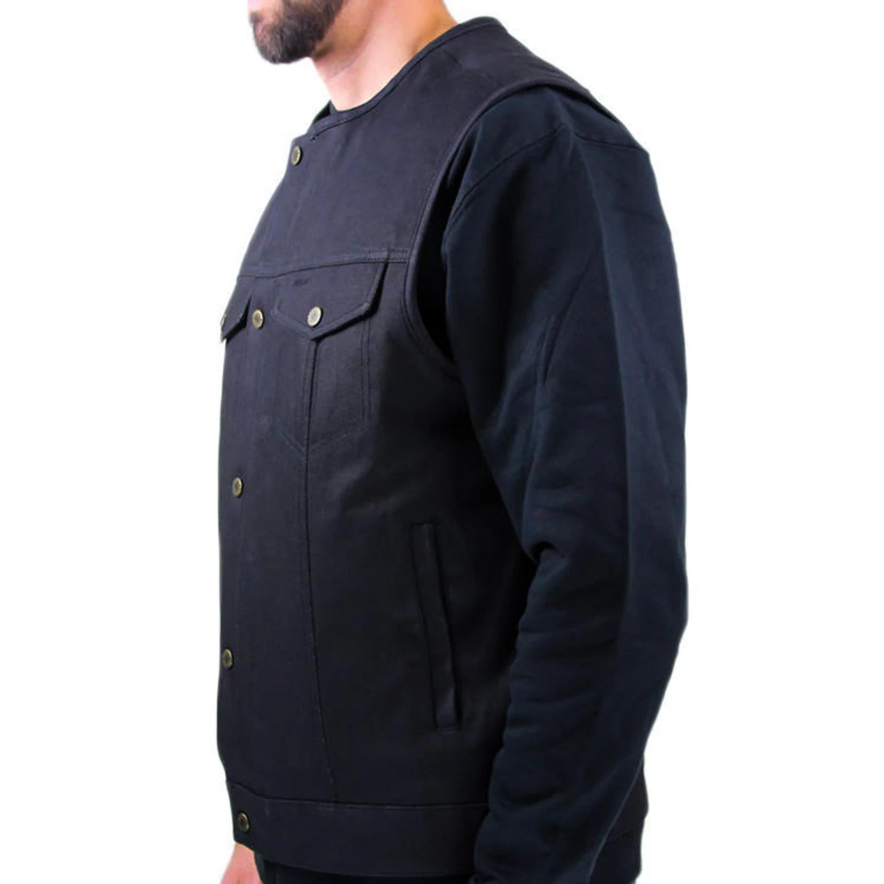 Deadbeat Customs 14 Oz. Signature Denim Vest - Collarless 4 Deadbeat Customs 14 Oz. Signature Denim Vest - Collarless - Image 2