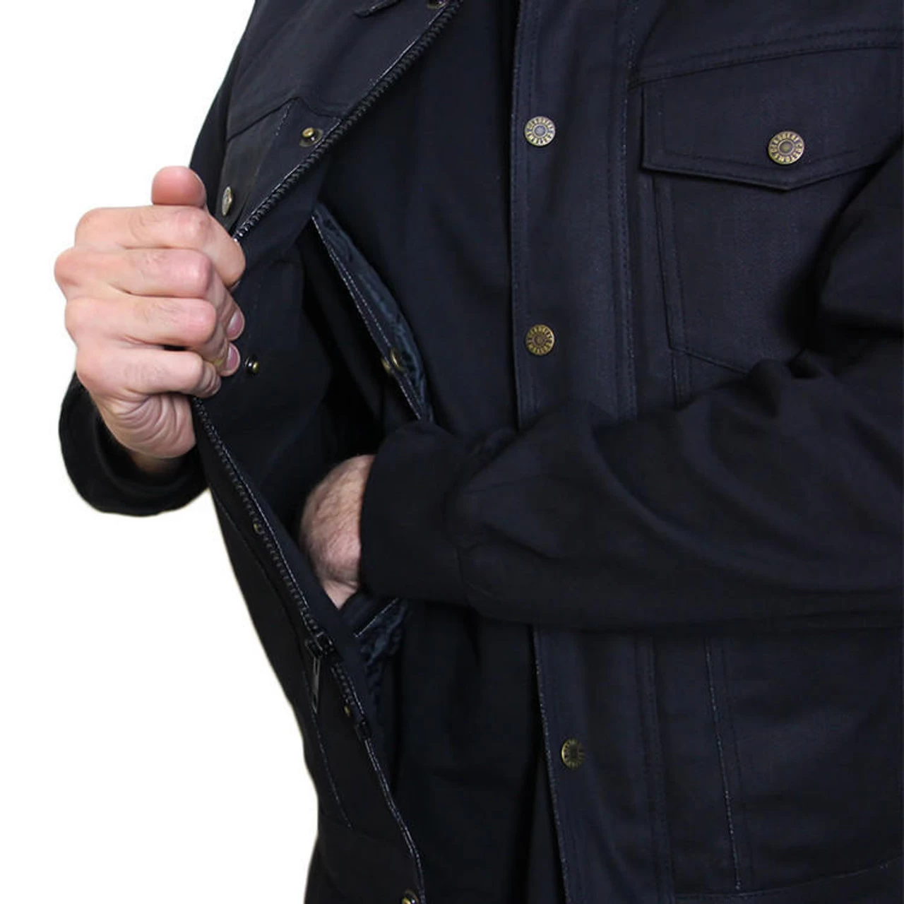 Deadbeat Customs 14 Oz. Signature Denim Vest - Collarless 7 Deadbeat Customs 14 Oz. Signature Denim Vest - Collarless - Image 5