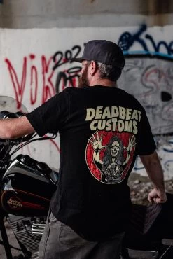 Deadbeat Customs Paranoid T-Shirt - Black -Bell Helmets Store deadbeat customs paranoid t shirt black 24394.1697659145