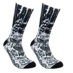 Deadbeat Customs - Ride Fast Socks - Black/White