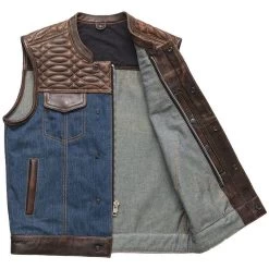 First Mfg - Havana Men's Club Style Motorcycle Leather/Denim Vest 9 First Mfg - Havana Men's Club Style Motorcycle Leather/Denim Vest -Bell Helmets Store first mfg havana mens club style motorcycle leatherdenim vest 02918.1690489337