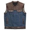 First Mfg - Havana Men's Club Style Motorcycle Leather/Denim Vest 1 First Mfg - Havana Men's Club Style Motorcycle Leather/Denim Vest -Bell Helmets Store first mfg havana mens club style motorcycle leatherdenim vest 75168.1690490900