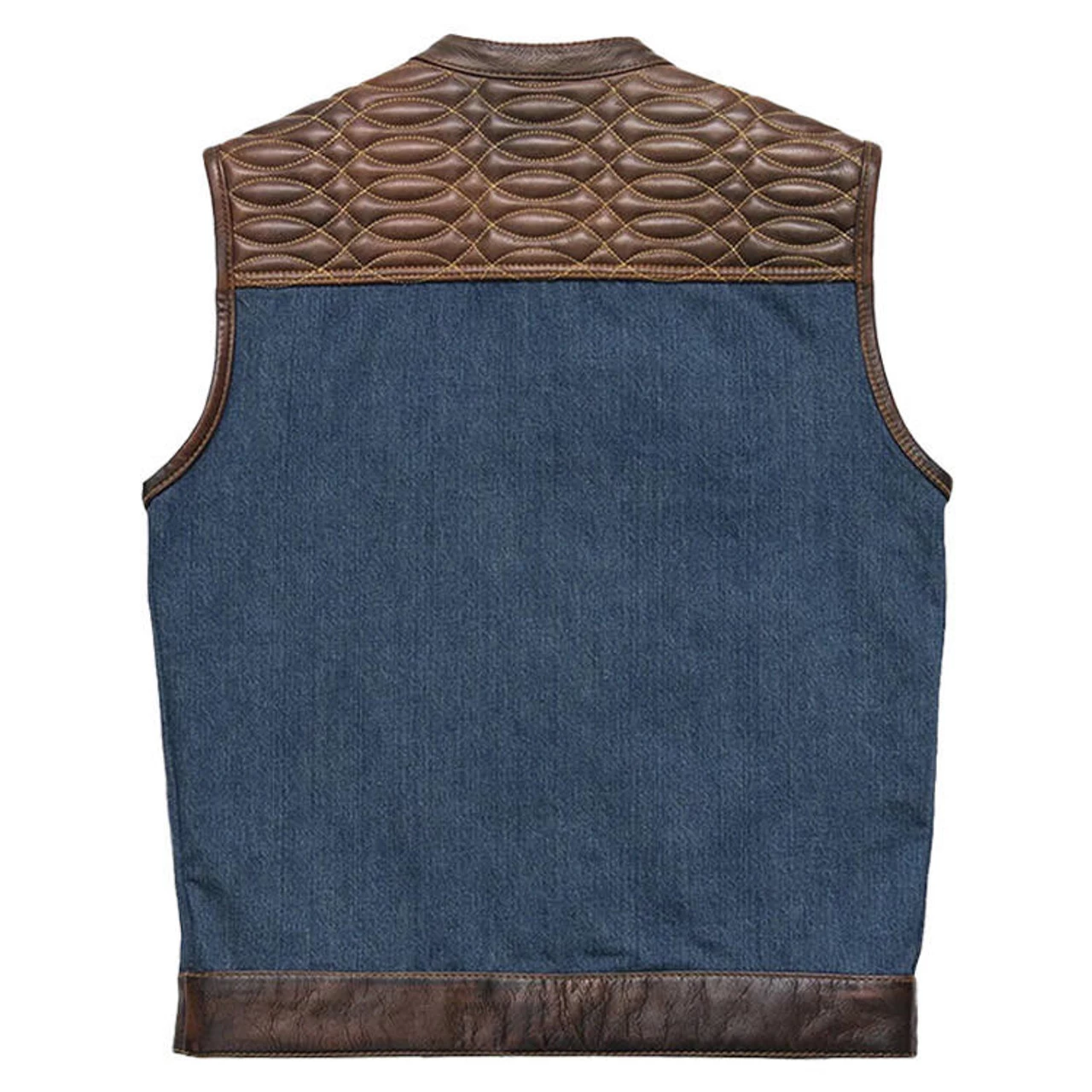 First Mfg - Havana Men's Club Style Motorcycle Leather/Denim Vest 4 First Mfg - Havana Men's Club Style Motorcycle Leather/Denim Vest - Image 2