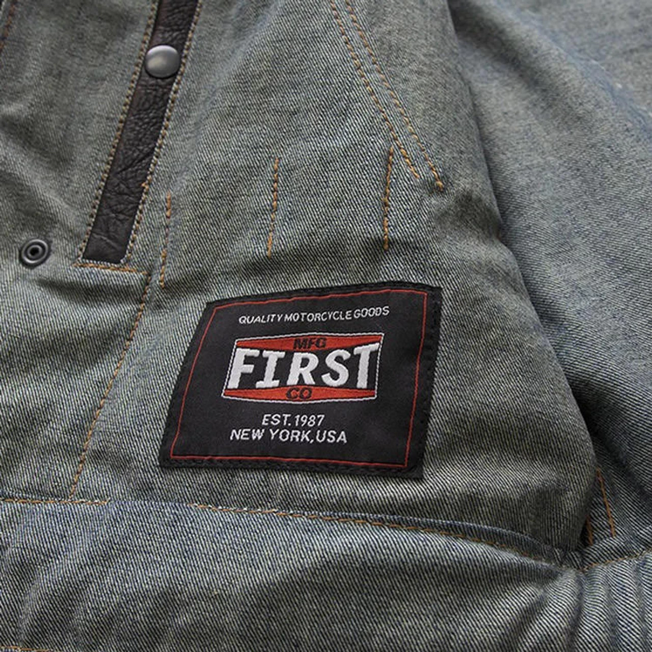 First Mfg - Havana Men's Club Style Motorcycle Leather/Denim Vest 7 First Mfg - Havana Men's Club Style Motorcycle Leather/Denim Vest - Image 5