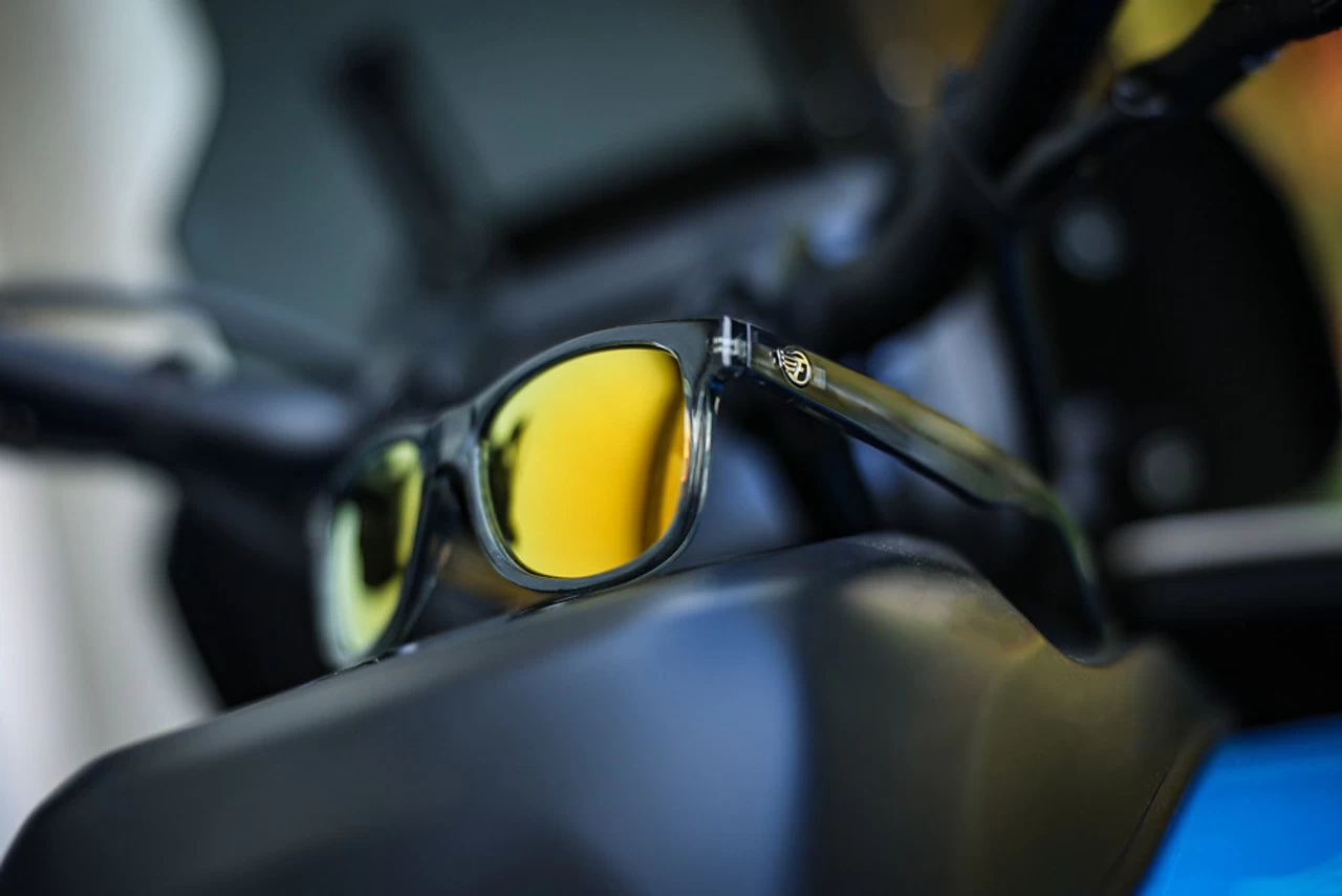 Flight Eyewear Elwood Classic Sunglasses - Crystal Grey Frames/ Gold Lenses 6 Flight Eyewear Elwood Classic Sunglasses - Crystal Grey Frames/ Gold Lenses - Image 4