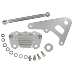 GMA - Classic Clear Anodized 2-Piston Custom Rear A-Caliper Fits Big Twin Rigid Frames W/ 10" Rotor, Includes Linkage Rod
