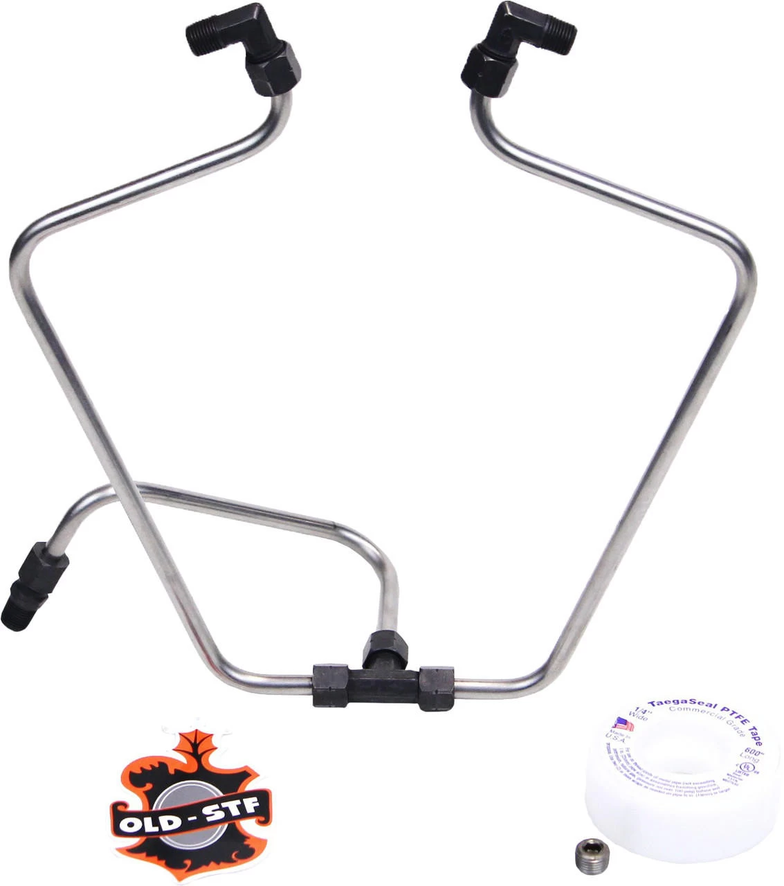 Old-STF Cycle - Stainless/Black Rocker Box Split Oil Line Fits '66-'84 Shovelhead 5 Old-STF Cycle - Stainless/Black Rocker Box Split Oil Line Fits '66-'84 Shovelhead - Image 3