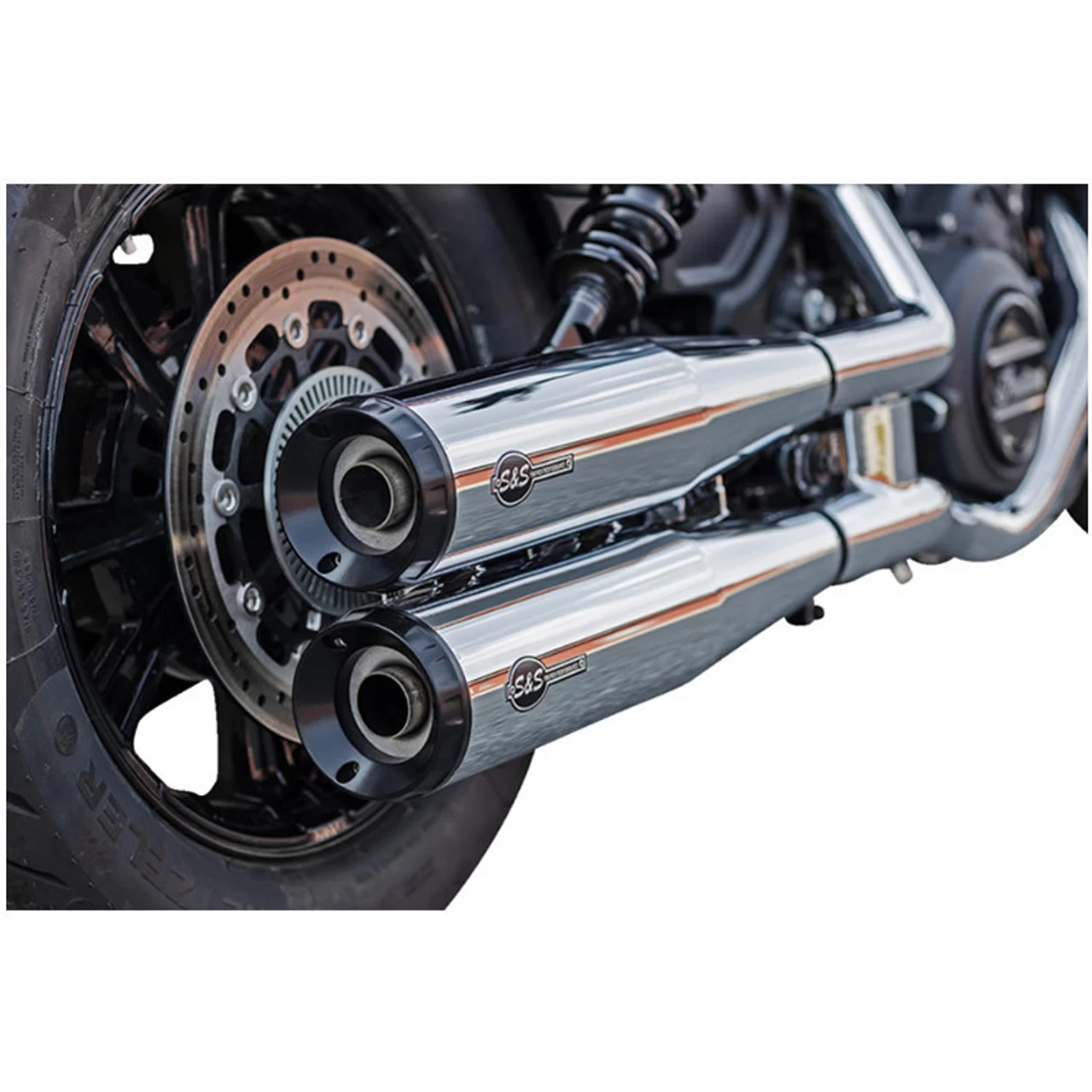 S&S Cycle - 49-State Grand National Slip-On Mufflers Fits '19-'23 Indian Scout Models - Chrome 6 S&S Cycle - 49-State Grand National Slip-On Mufflers Fits '19-'23 Indian Scout Models - Chrome - Image 4