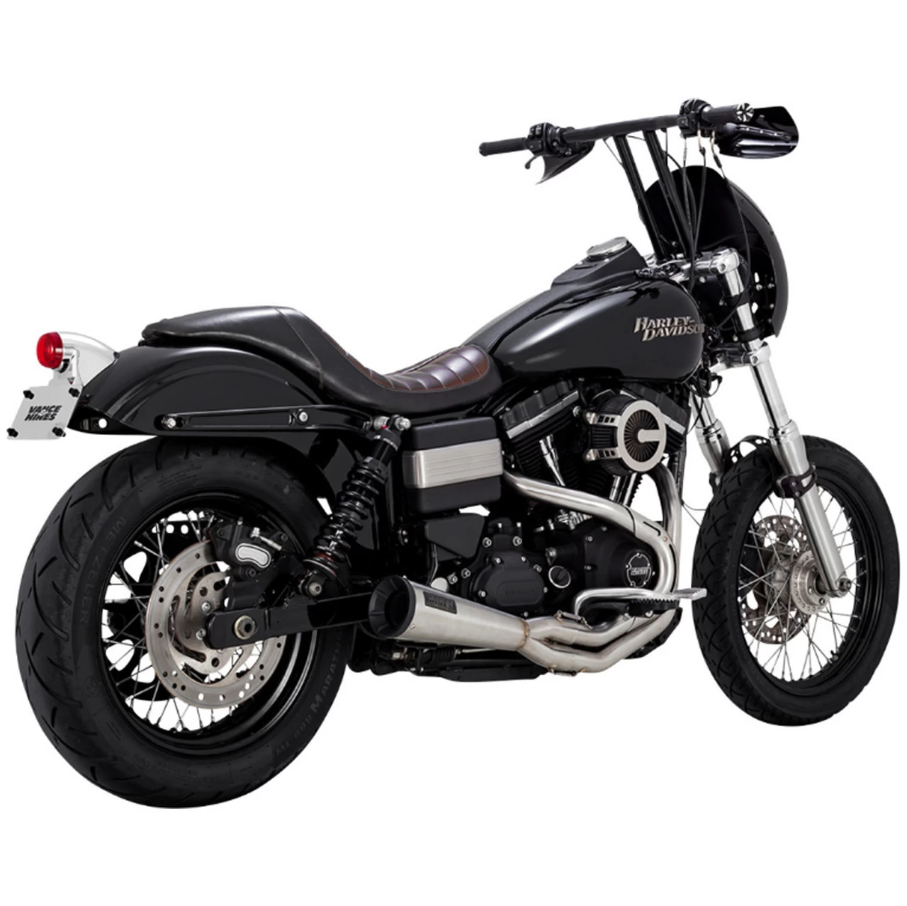 Vance And Hines - Brushed Stainless Steel 2-Into-1 Upsweep Exhaust System Fits '91-'17 Dyna Models 3 Vance And Hines - Brushed Stainless Steel 2-Into-1 Upsweep Exhaust System Fits '91-'17 Dyna Models