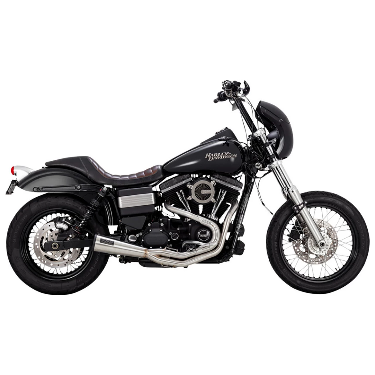 Vance And Hines - Brushed Stainless Steel 2-Into-1 Upsweep Exhaust System Fits '91-'17 Dyna Models 4 Vance And Hines - Brushed Stainless Steel 2-Into-1 Upsweep Exhaust System Fits '91-'17 Dyna Models - Image 2